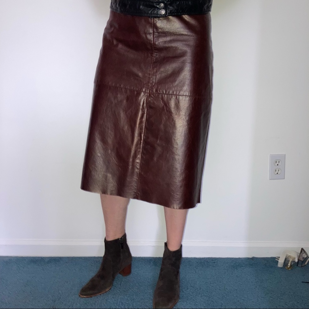 Gap Leather A-Line Midi Skirt Brown Size 6